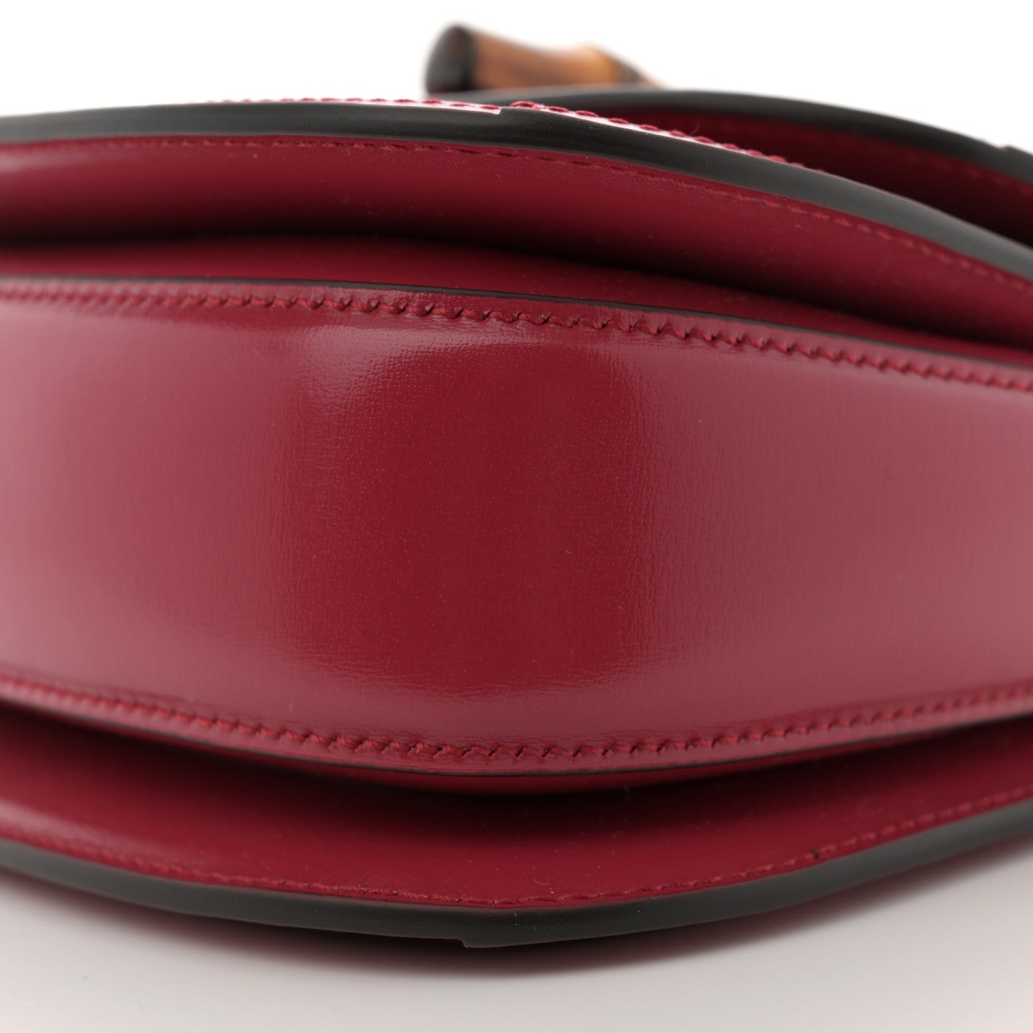 Gucci Moire Fabric Calfskin Rhinestone Monogram Monochrome Mini Bamboo 1947 Top Handle Chain Bag Dark Cherry Red 10 of 10