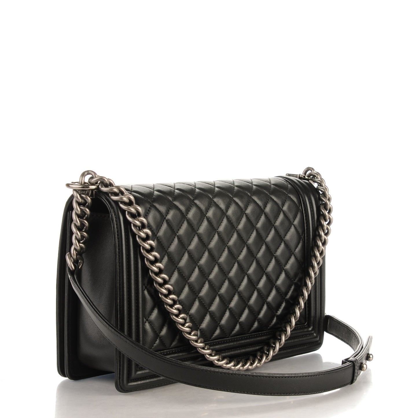 Lambskin Quilted New Medium Boy Flap Black