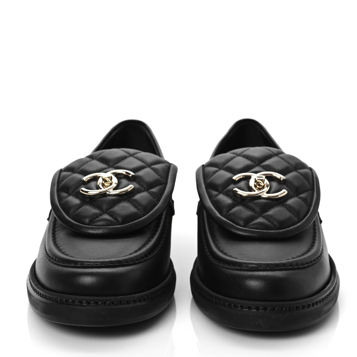 Lambskin Quilted CC Turnlock Loafers 39 Black