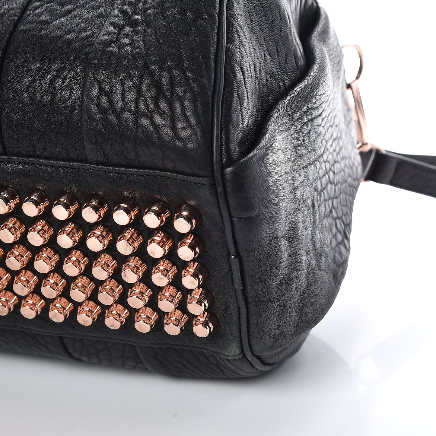 Pebbled Lambskin Rocco Black Rose Gold Hardware