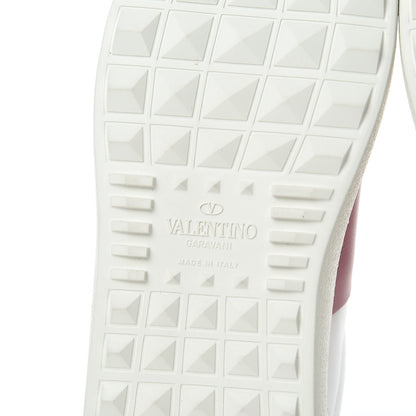 Valentino Garavani Calfskin Rockstud Open Sneakers 35.5 White Lipstick 6 of 9