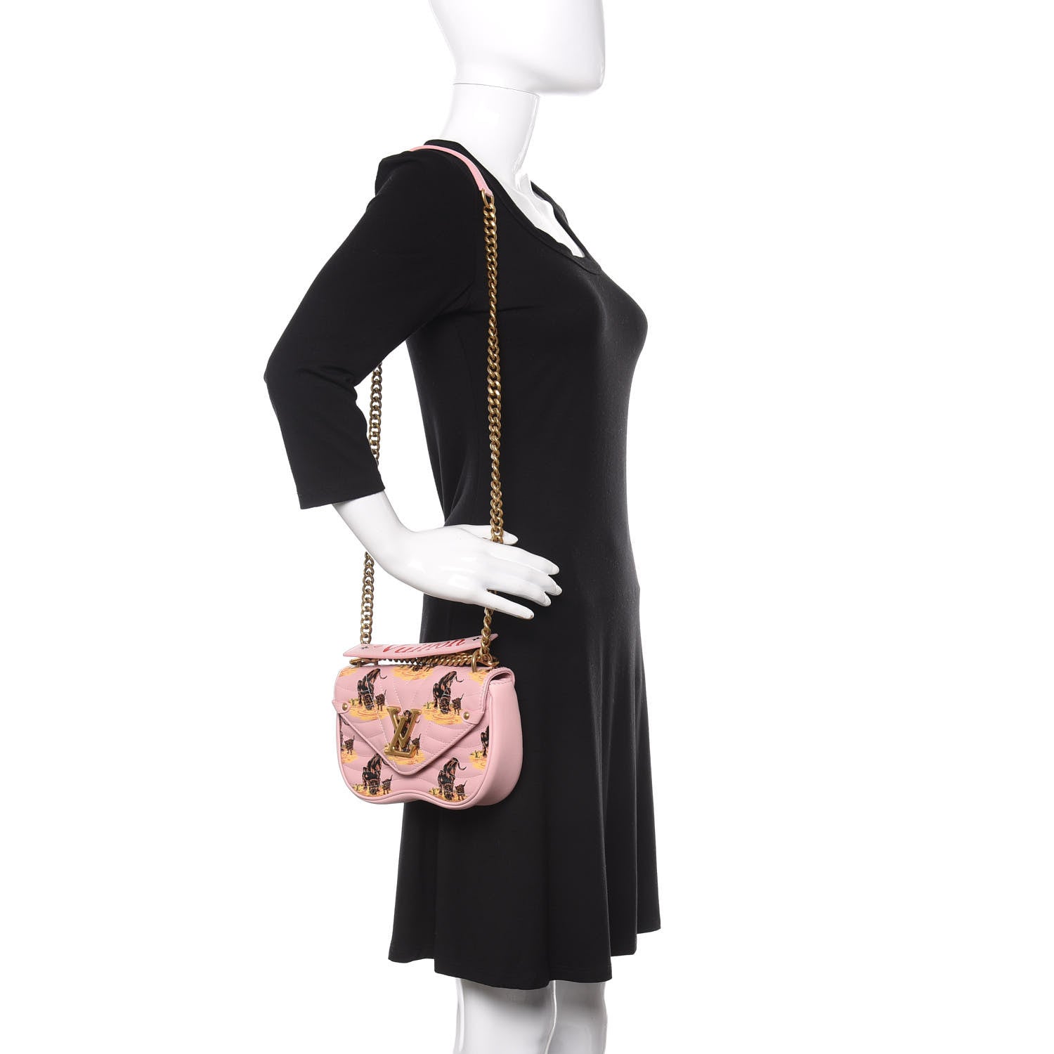 Louis Vuitton Calfskin Leopard Print New Wave Chain PM Light Pink 2 of 10