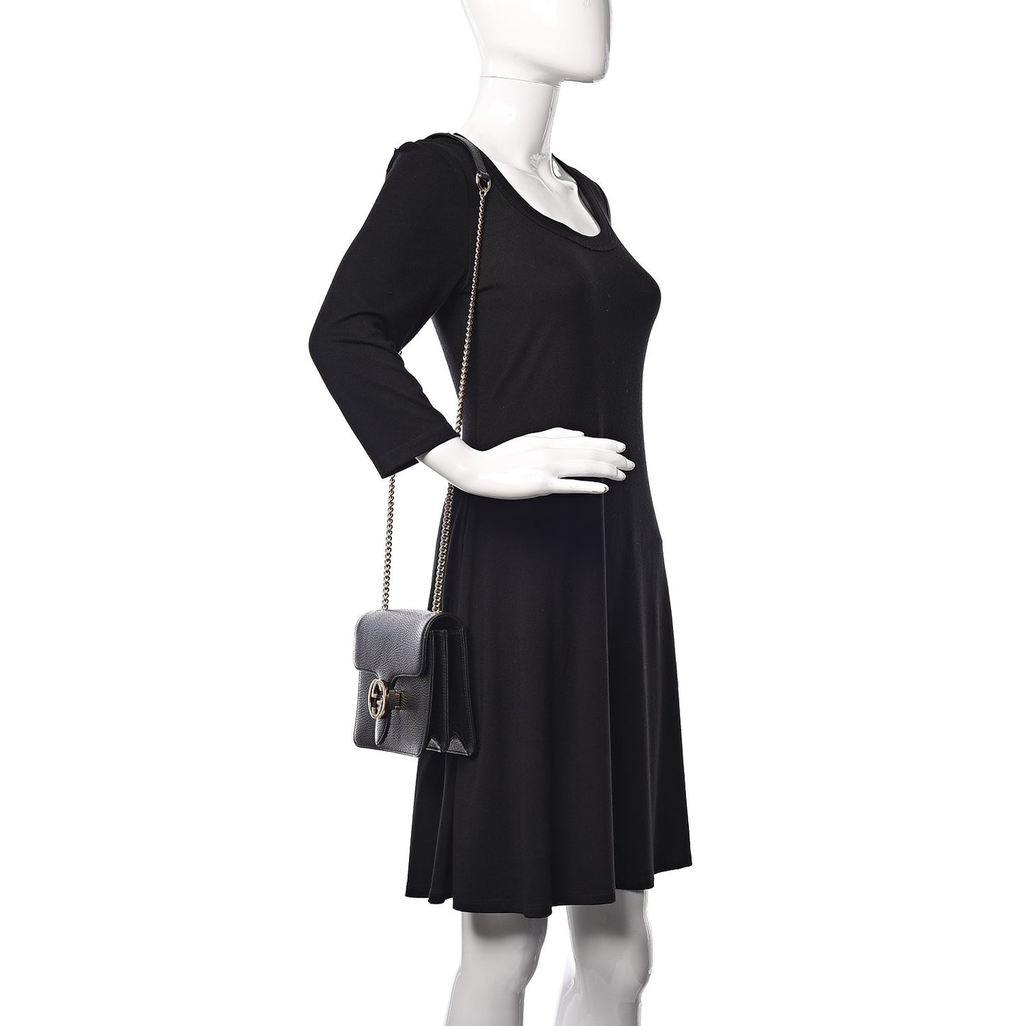 Dollar Calfskin Small Interlocking G Shoulder Bag Black