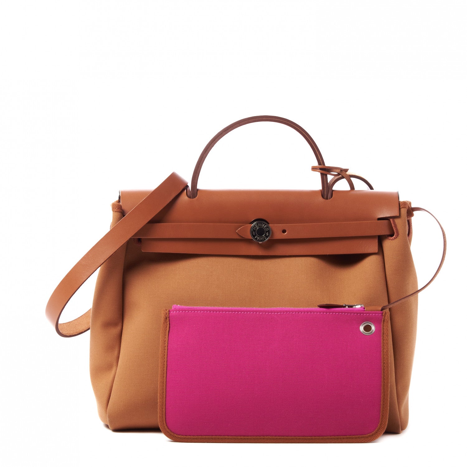 Hermes Toile Officier Vache Hunter Verso Herbag Zip PM 31 Dune Magnolia Fauve 1 of 9