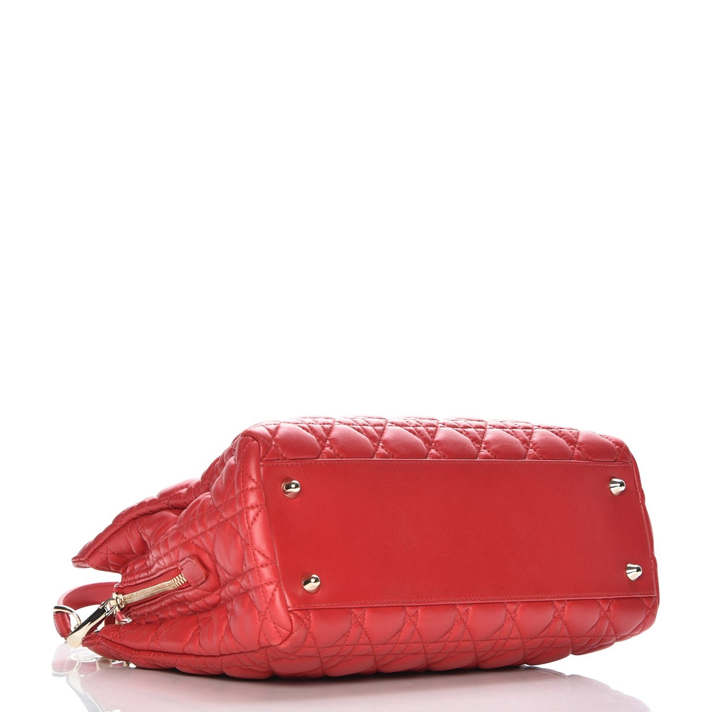 Lambskin Cannage Small Dior Soft Zipped Shopping Tote Red