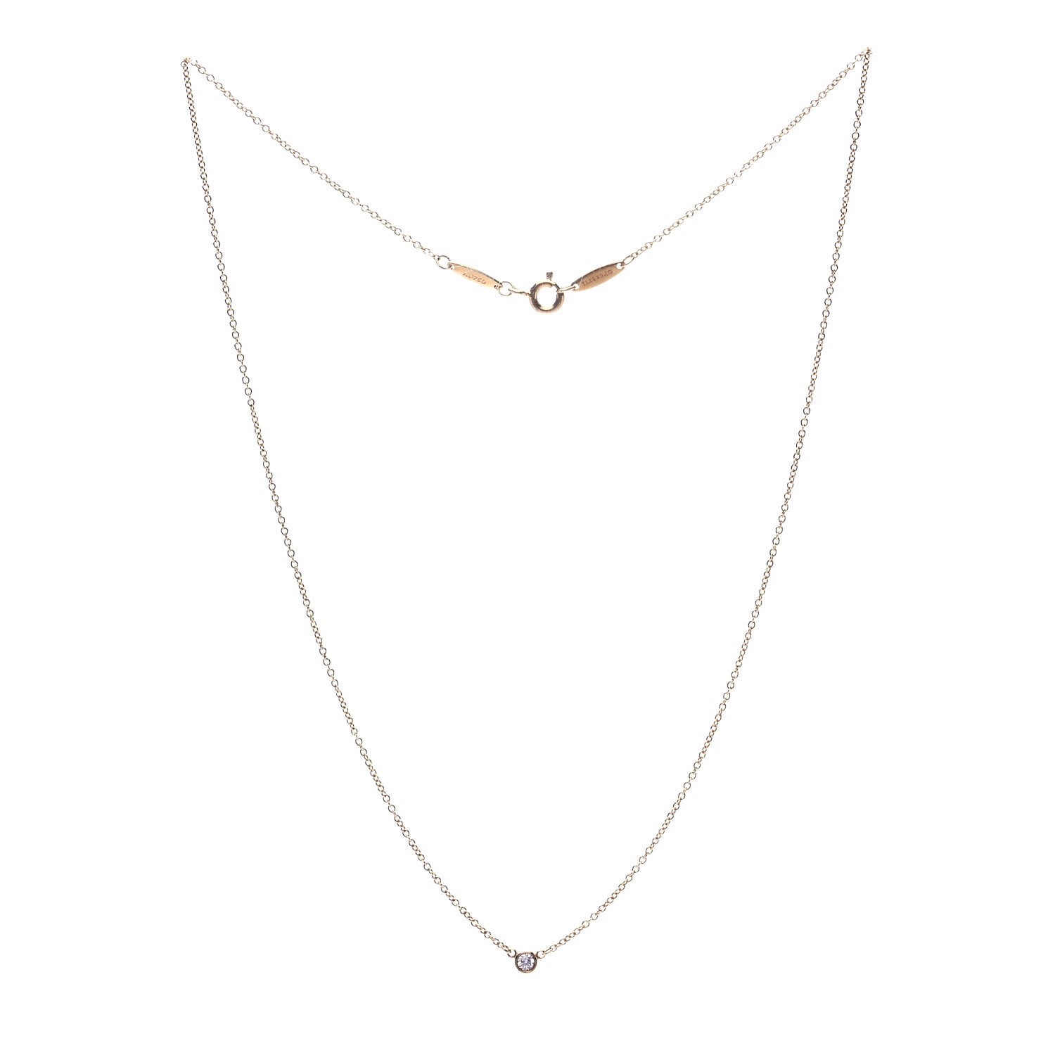 Tiffany 18K Yellow Gold Diamond .03ct Elsa Peretti Diamonds by the Yard Pendant Necklace 3 of 6