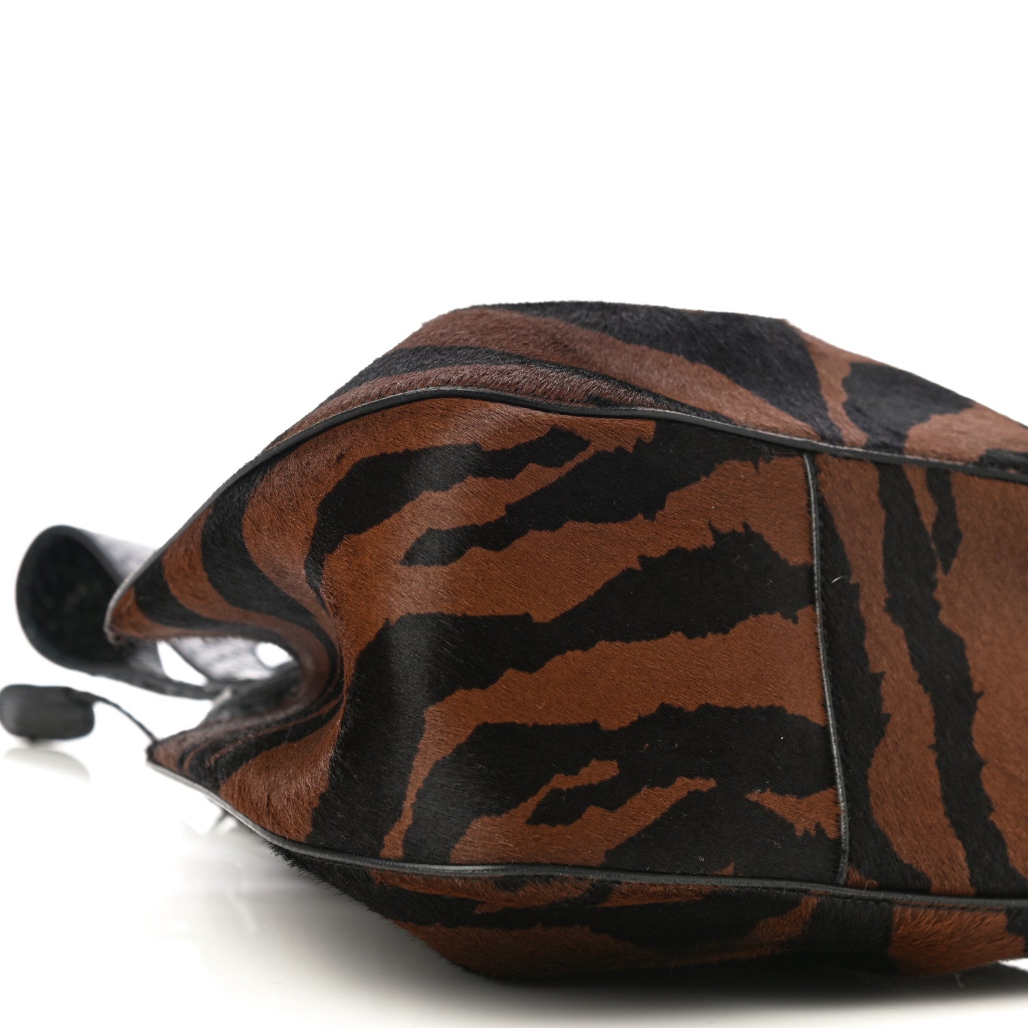 Alaia Calf Hair Bucket Bag Wristlet Brown Black 7 of 10
