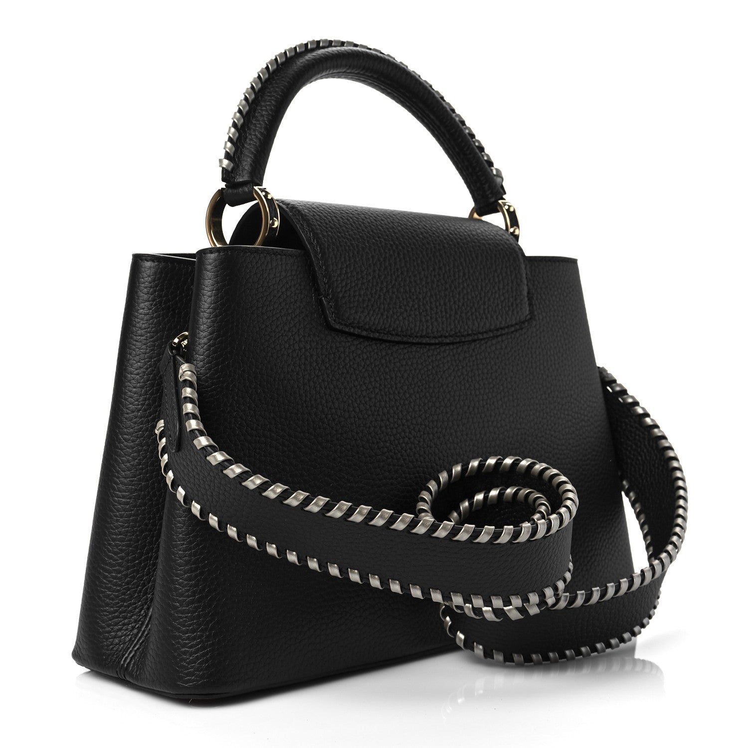 Louis Vuitton Taurillon Capucines MM Black Etain Metallic Gray 2 of 5
