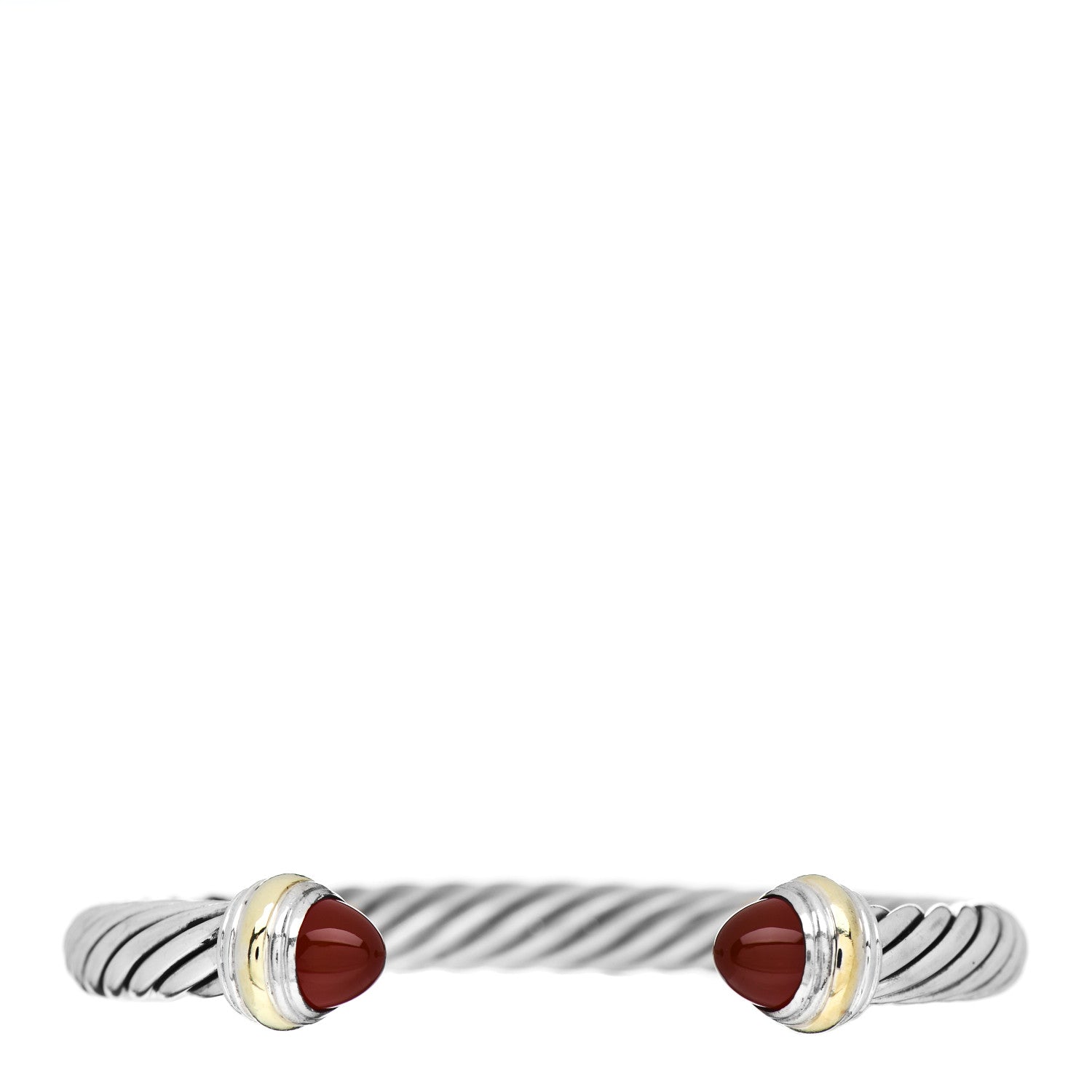 David Yurman Sterling Silver 14K Yellow Gold Carnelian 7mm Cable Classics Bracelet 1 of 4