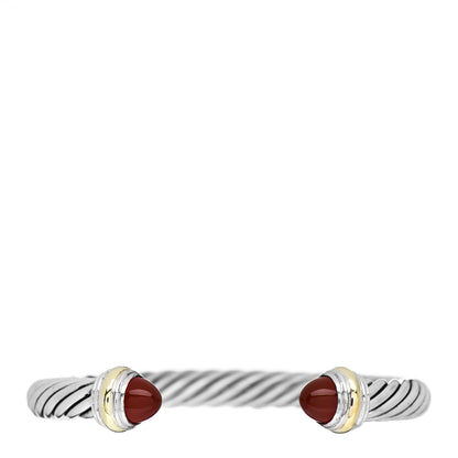 David Yurman Sterling Silver 14K Yellow Gold Carnelian 7mm Cable Classics Bracelet 1 of 4