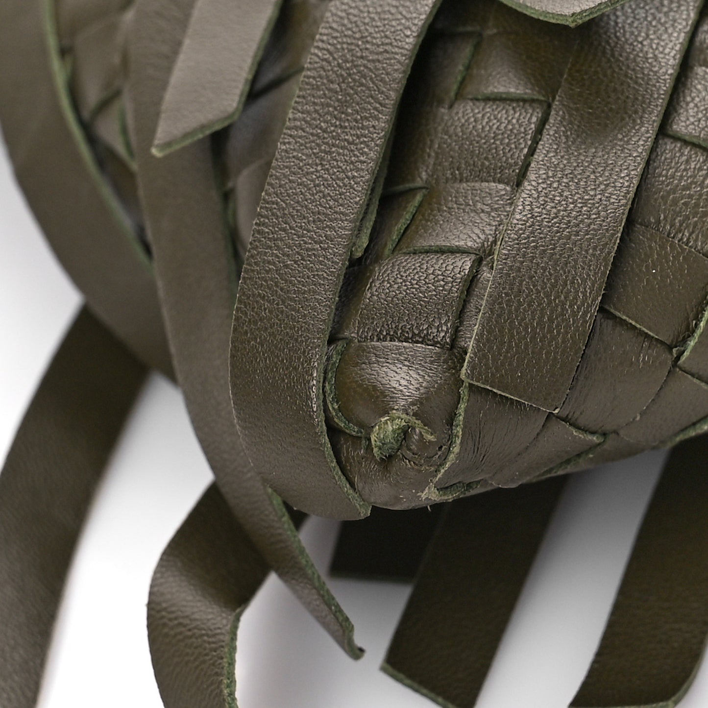 Nappa Intrecciato Palio Fringe Chain Pouch Moss