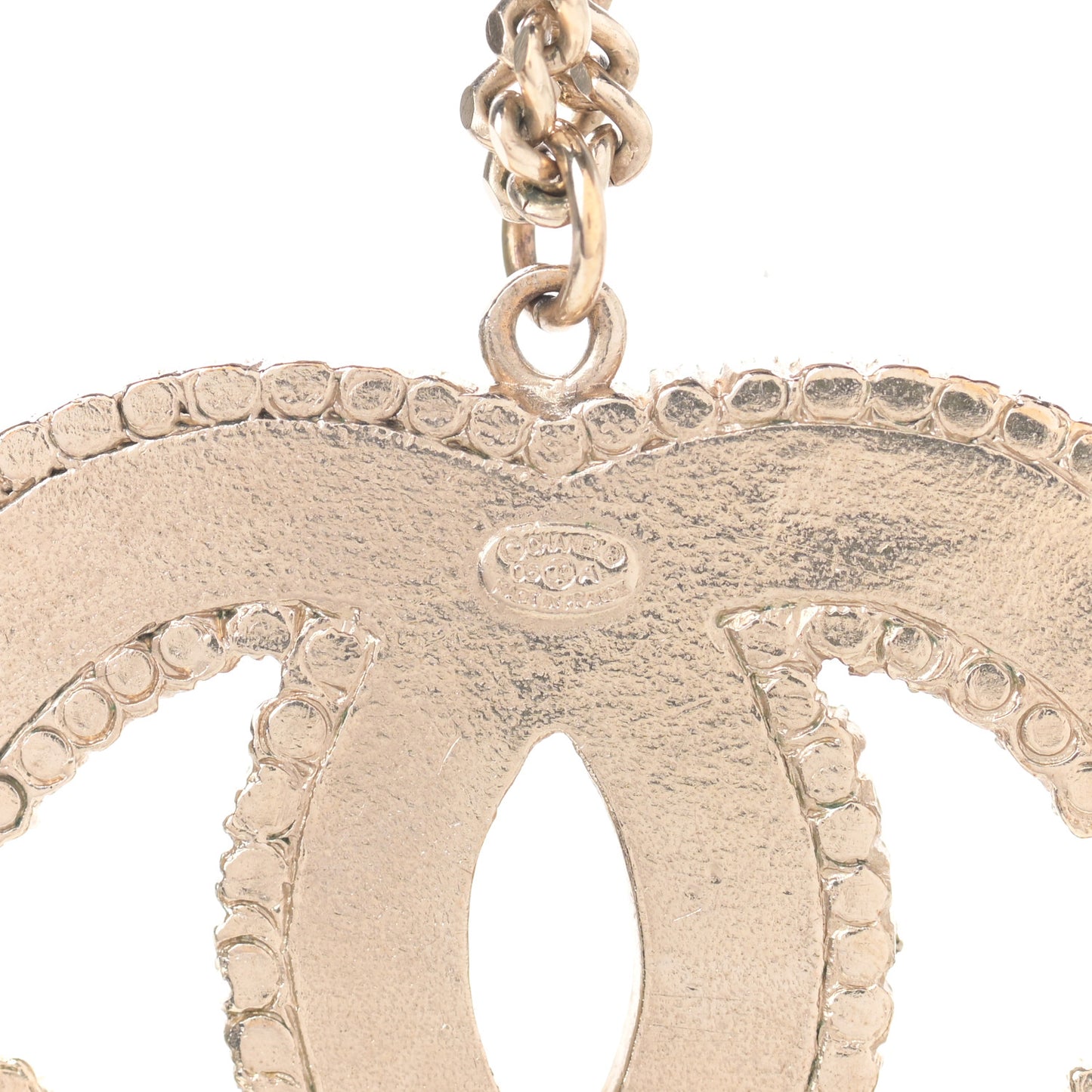 Crystal Enamel Striped CC Necklace Gold Black