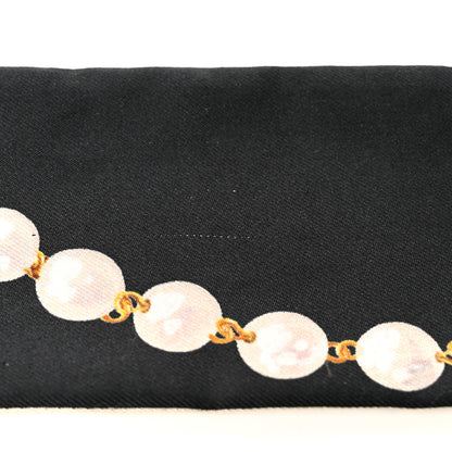 Chanel Silk Pearl CC Chain Slim Bandeau Scarf Dark Grey Blue Ecru 4 of 7