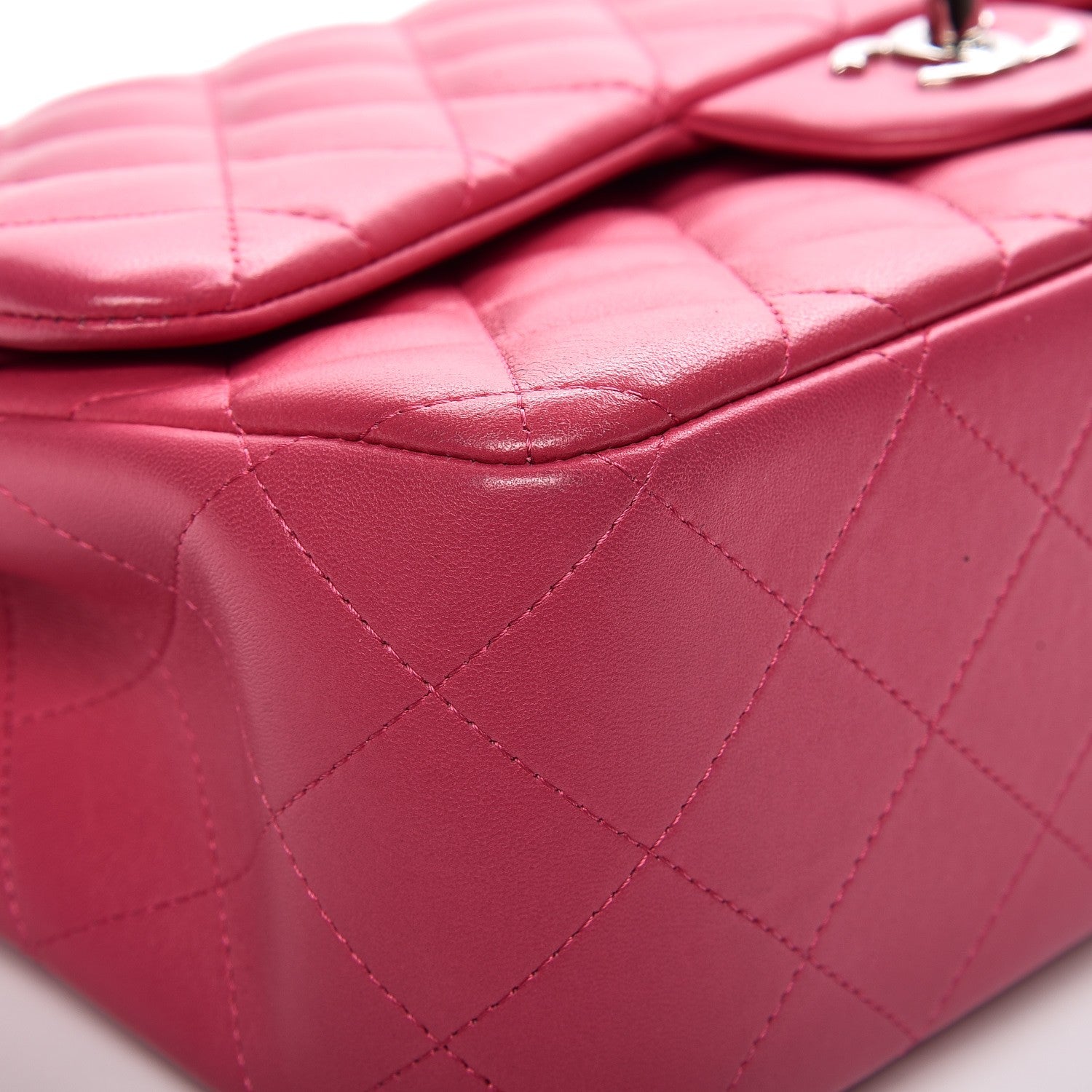 Chanel Lambskin Quilted Jumbo Double Flap Dark Pink 8 of 12