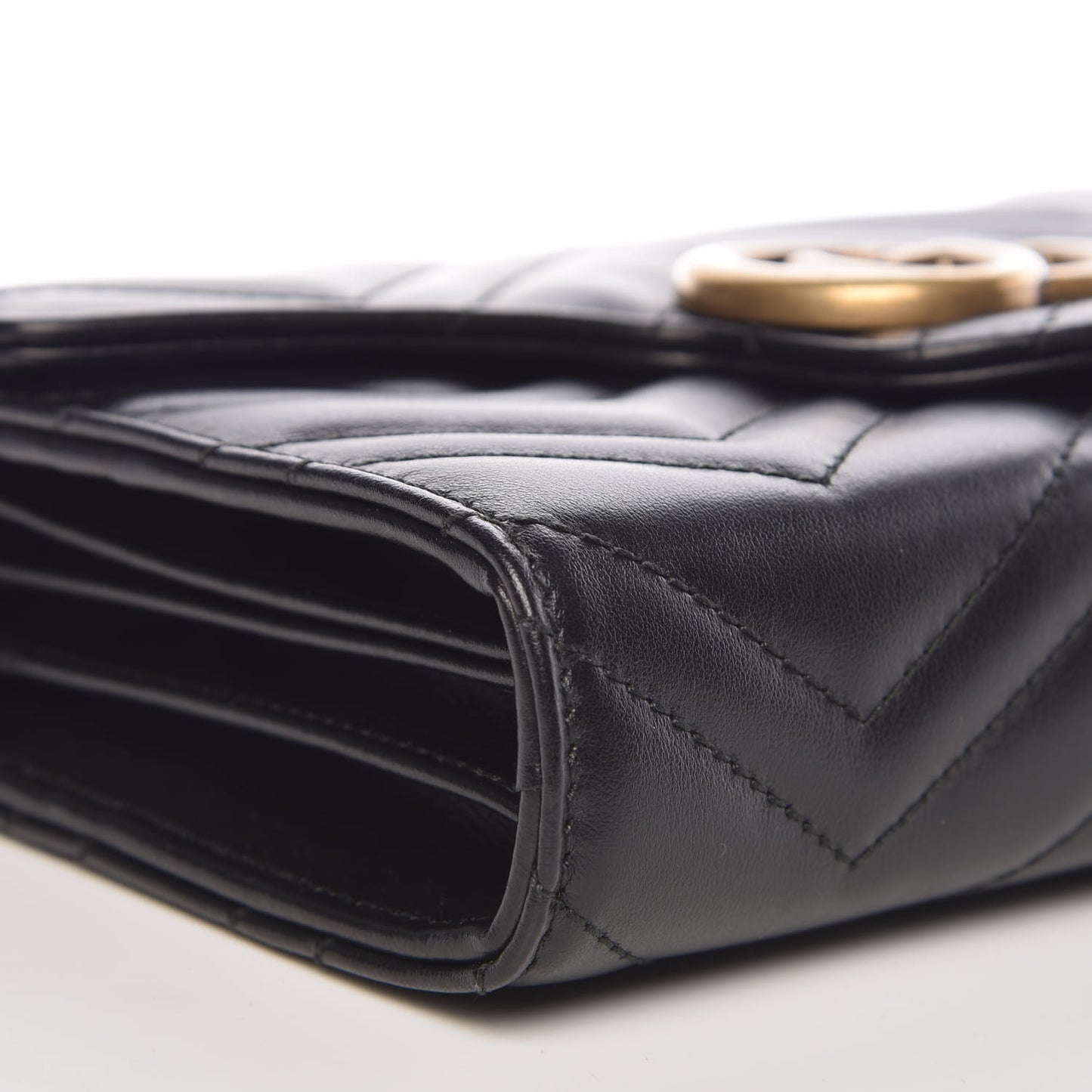 Calfskin Matelasse GG Marmont Chain Wallet Black