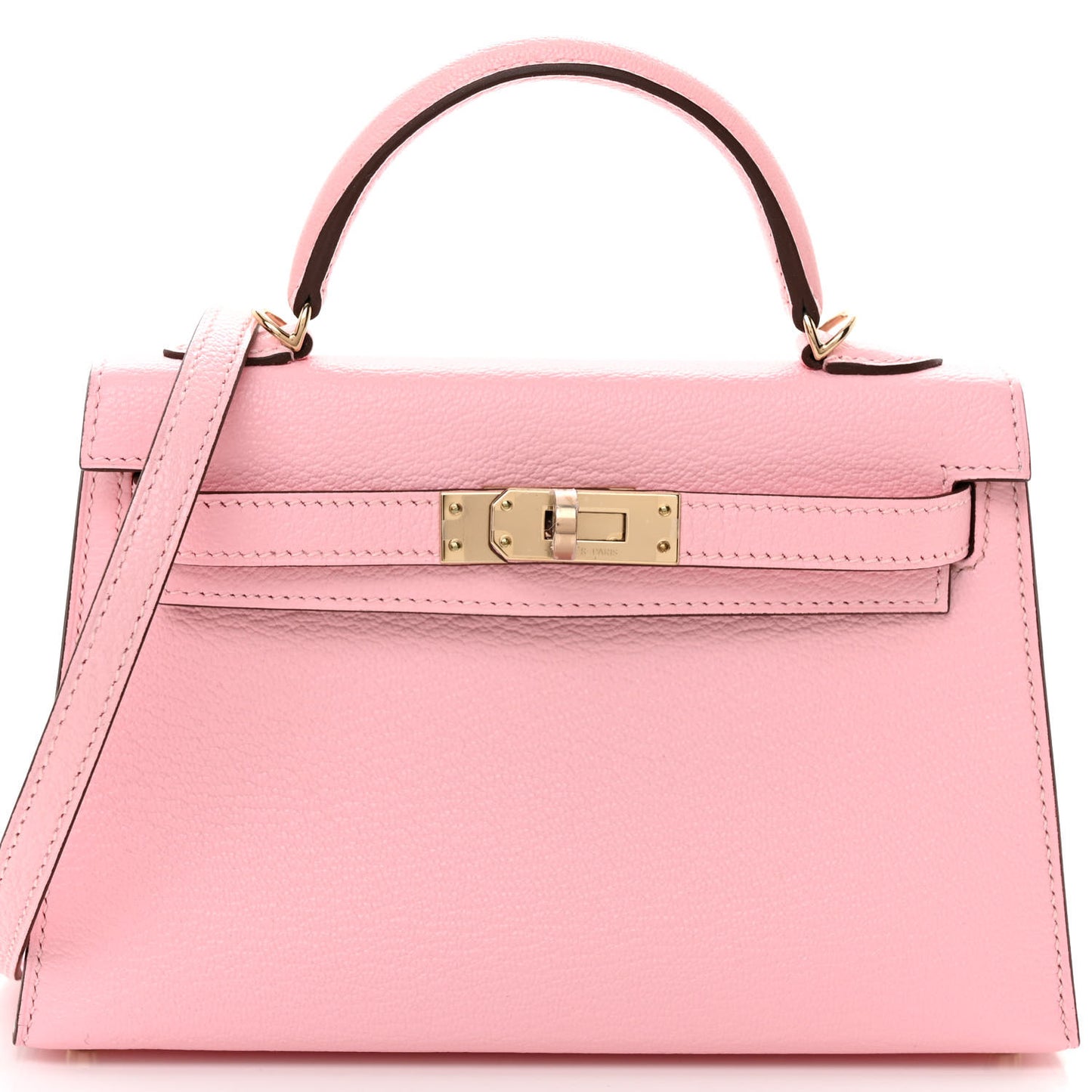 Chevre Mysore Horseshoe Mini Kelly Sellier 20 Rose Sakura Gris Perle