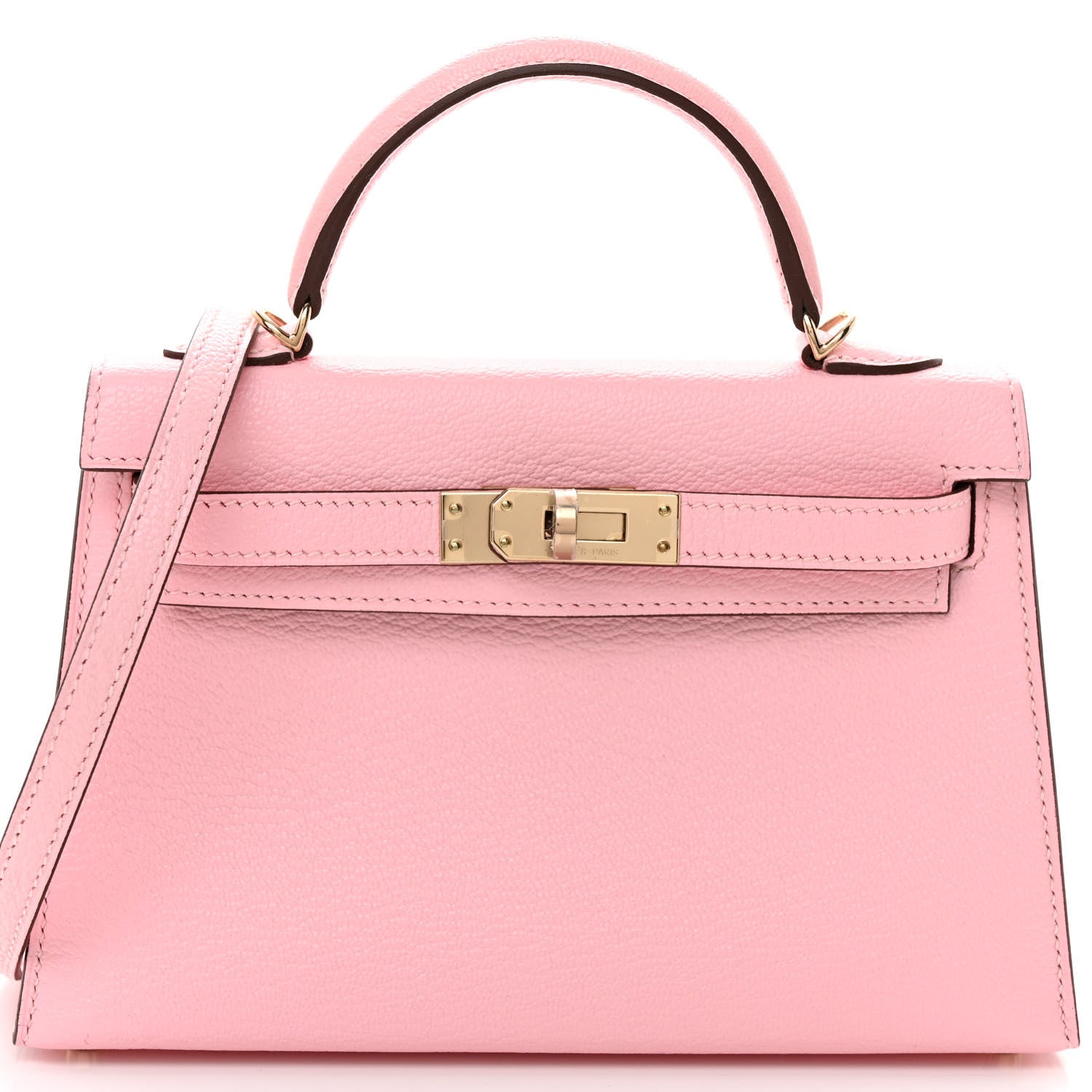 Hermes Chevre Mysore Horseshoe Mini Kelly Sellier 20 Rose Sakura Gris Perle 6 of 9