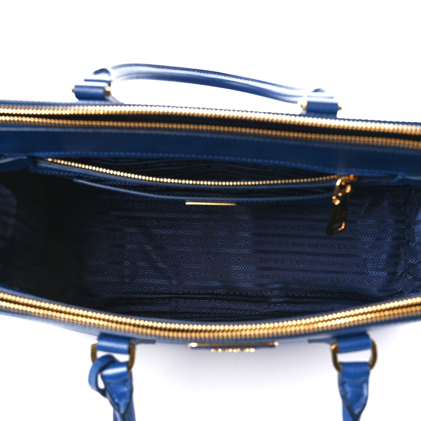 Saffiano Lux Large Galleria Double Zip Tote Bluette