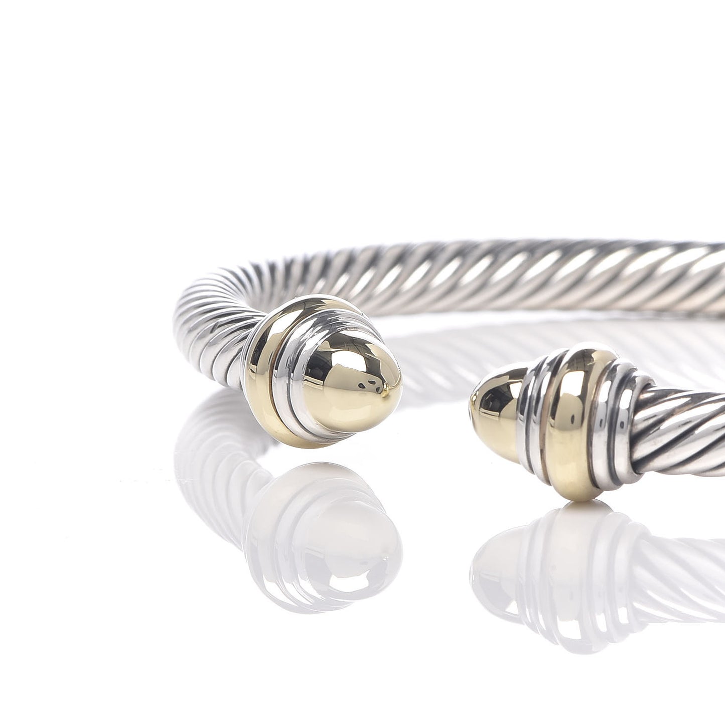Sterling Silver 14K Yellow Gold 5mm Cable Classics Dome Bracelet
