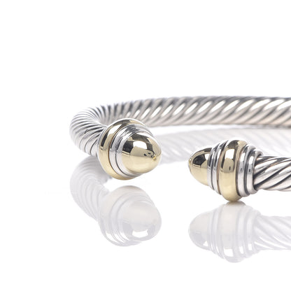 David Yurman Sterling Silver 14K Yellow Gold 5mm Cable Classics Dome Bracelet 7 of 7