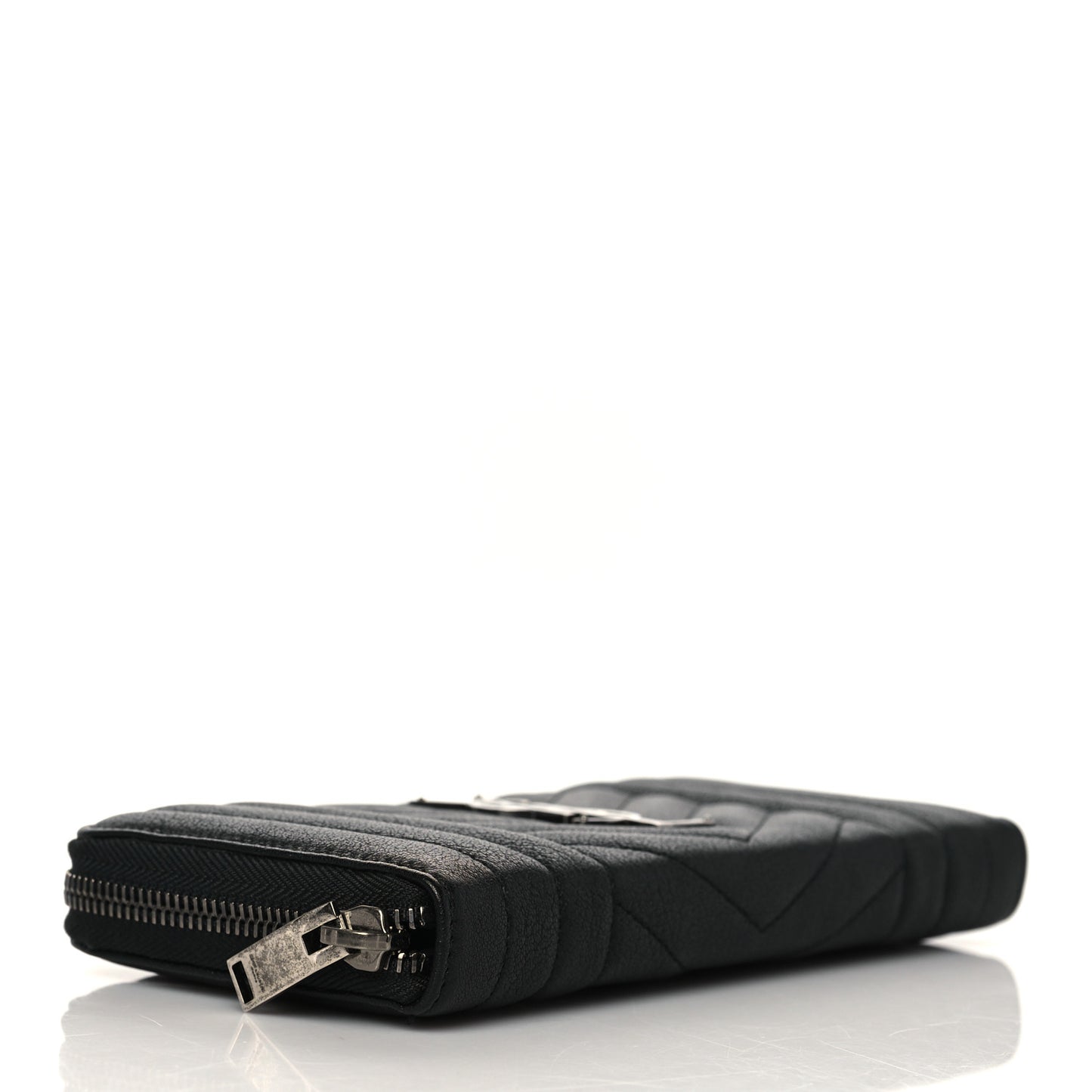 Sheepskin Tri-Quilt Monogram Zip Around Wallet Black