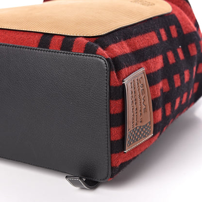 Loewe Wool Sheepsskin Goya Grid Backpack Scarlet Red Black 8 of 9