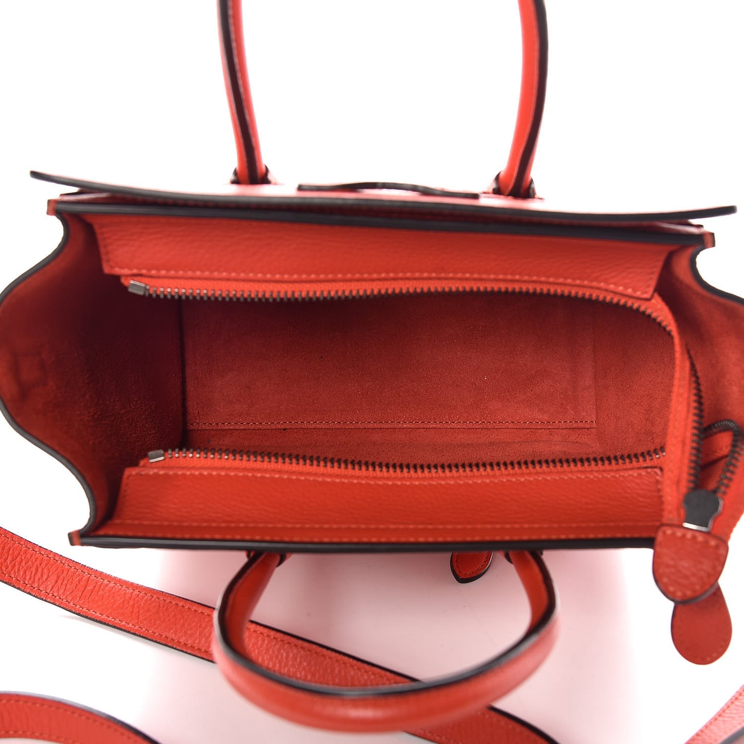 Drummed Calfskin Nano Luggage Vermillion
