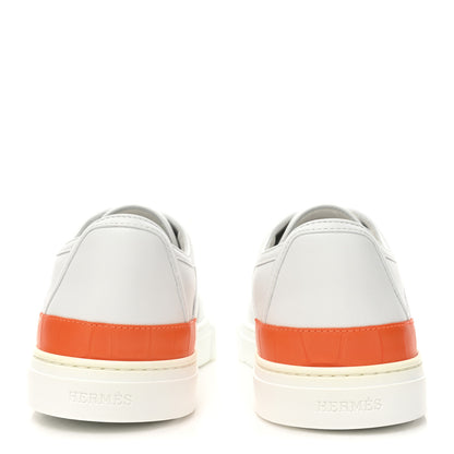 Hermes Calfskin Alligator Womens Get Sneakers 38 White 5 of 11
