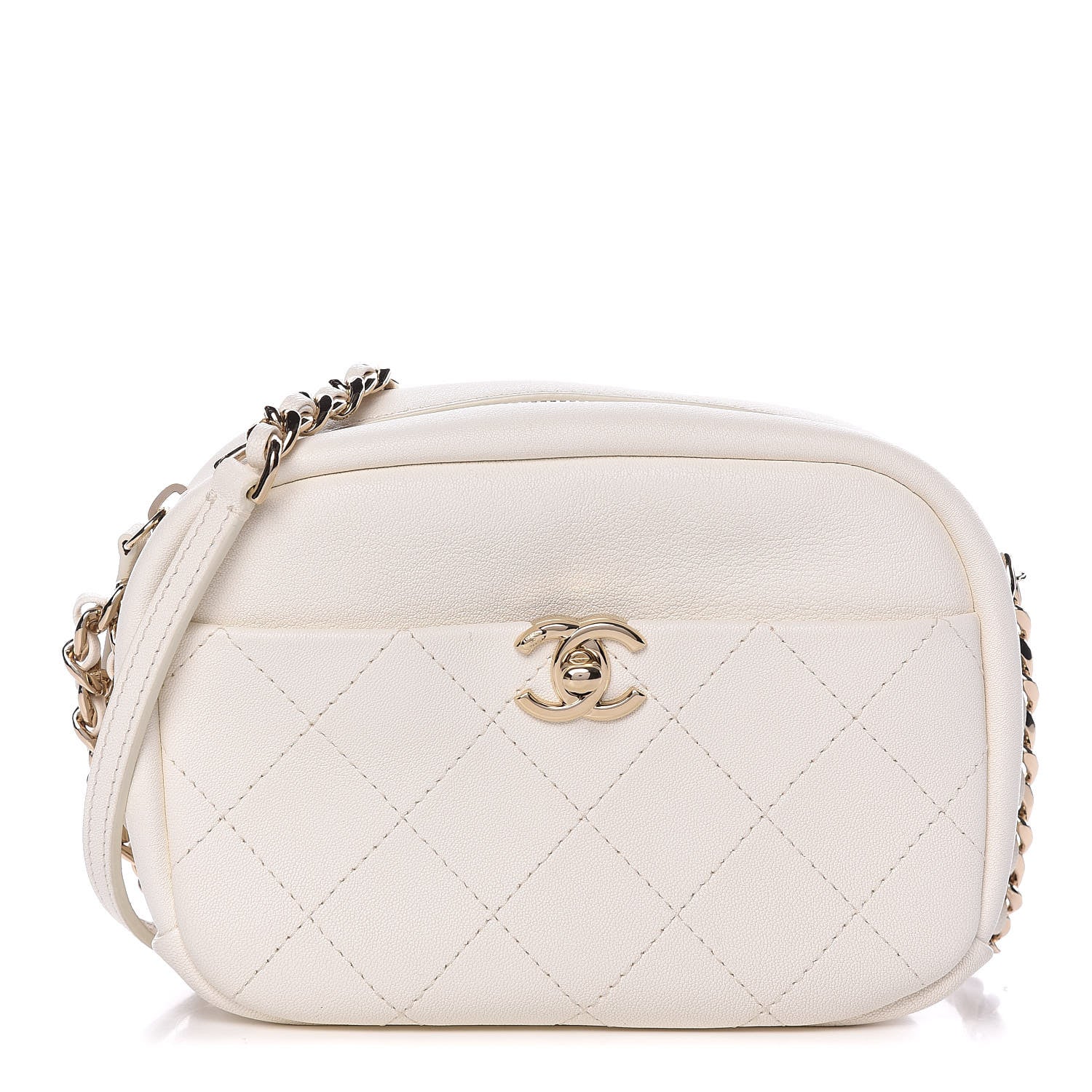 Chanel Goatskin Quilted Small Casual Trip Camera Case White 1 of 9