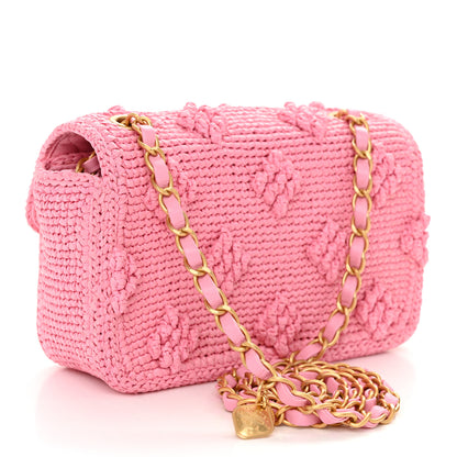 Chanel Raffia Small Dolce Raffia Flap Bag Pink 3 of 10