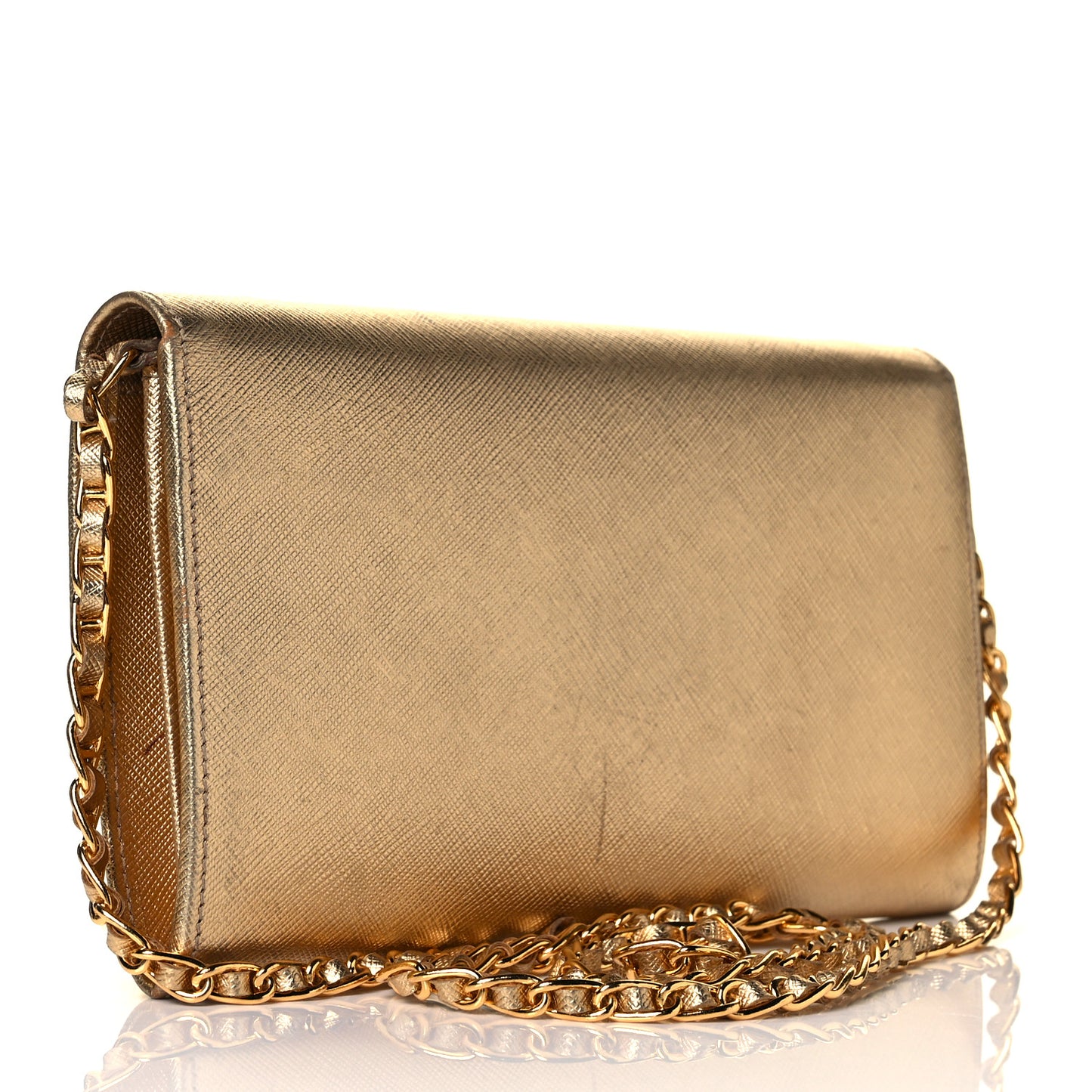 Saffiano Lux Sound Wallet On Chain Platino