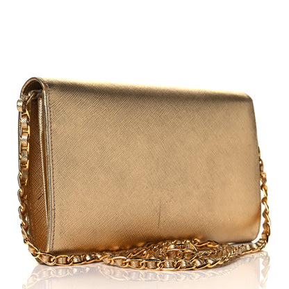 Prada Saffiano Lux Sound Wallet On Chain Platino 2 of 13