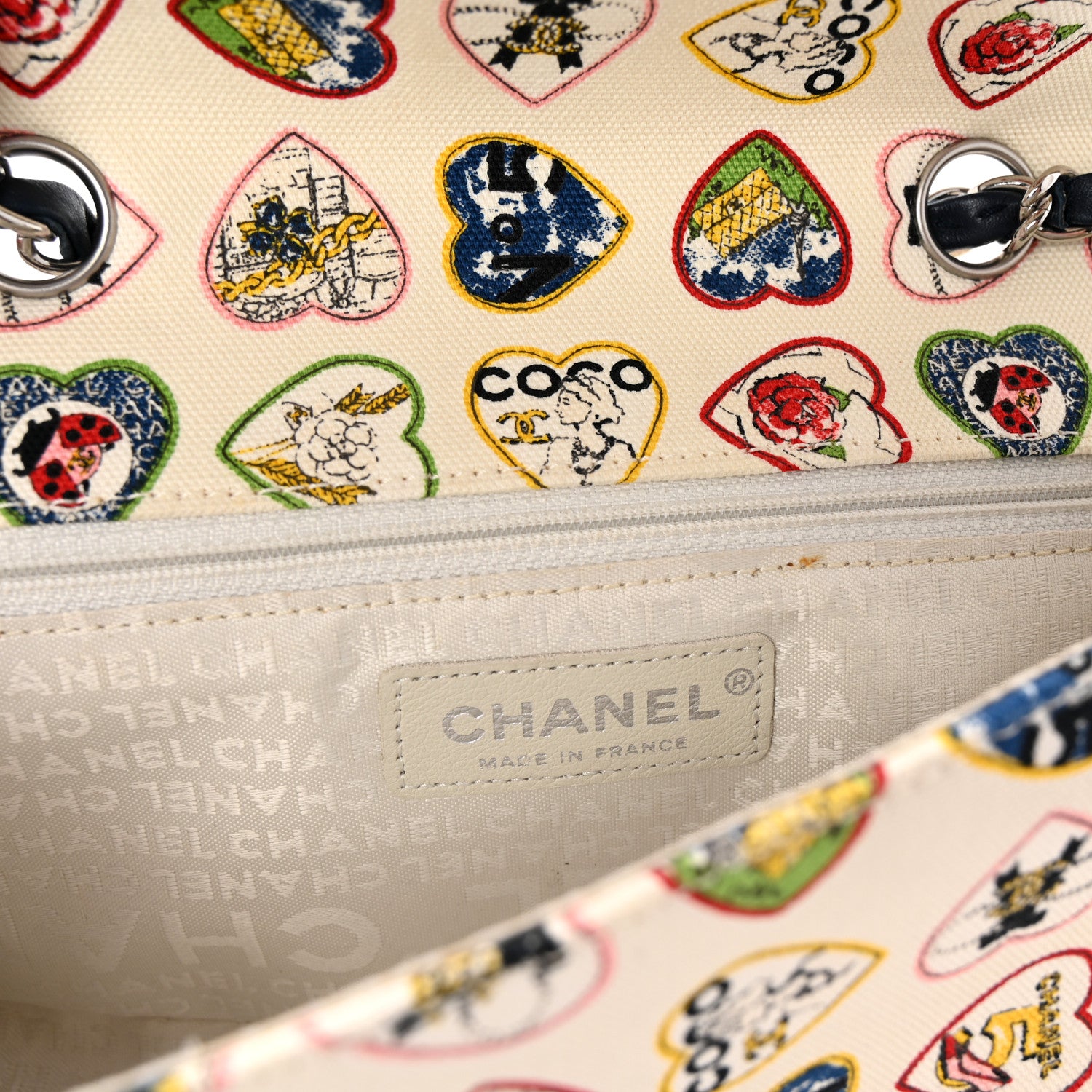 Chanel Canvas Coco Hearts Small Flap Bag White 6 of 10