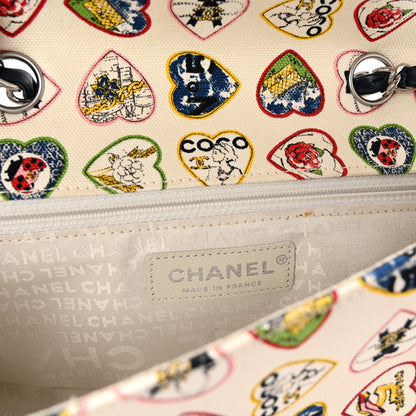 Chanel Canvas Coco Hearts Small Flap Bag White 6 of 10