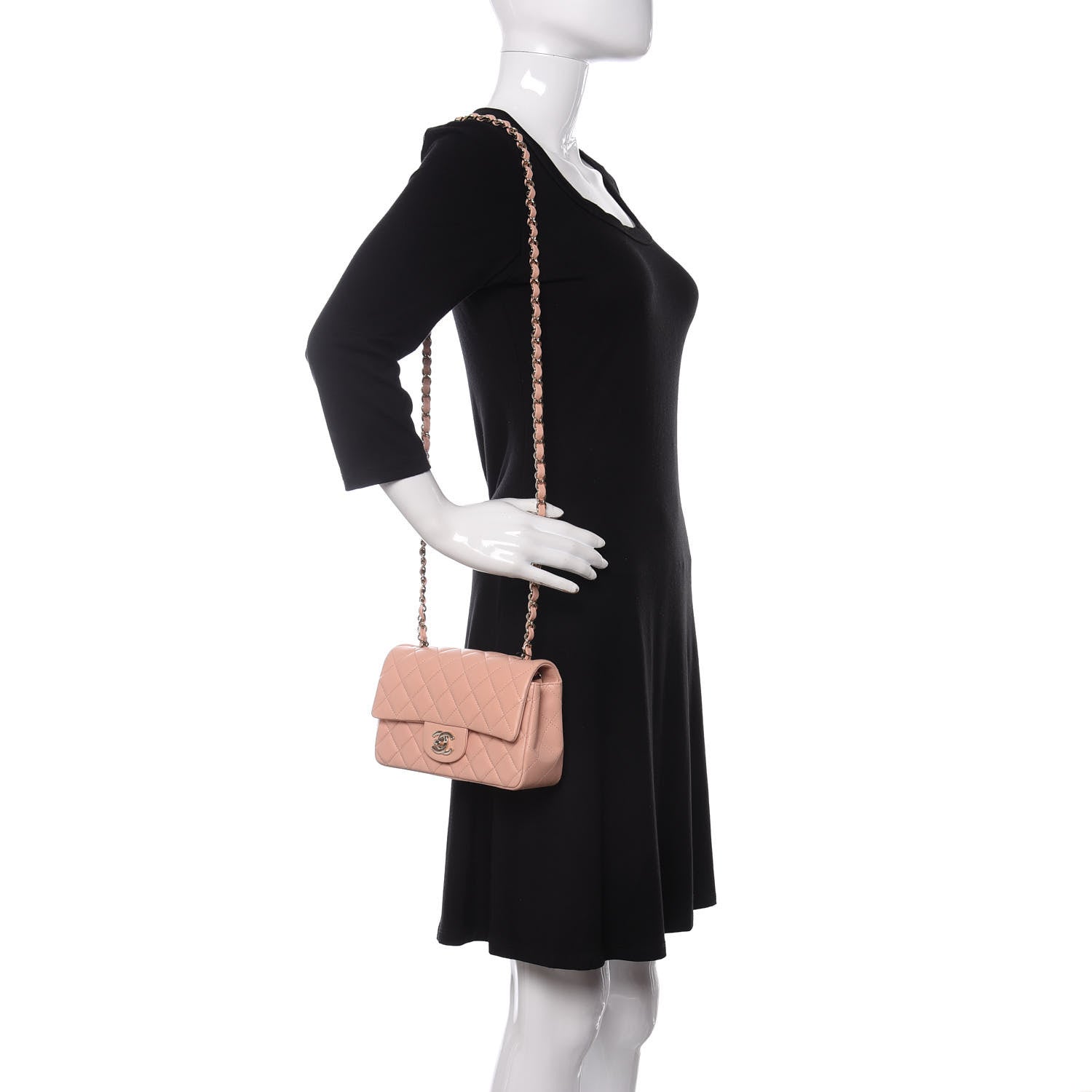 Chanel Lambskin Quilted Mini Rectangular Flap Light Pink 2 of 10