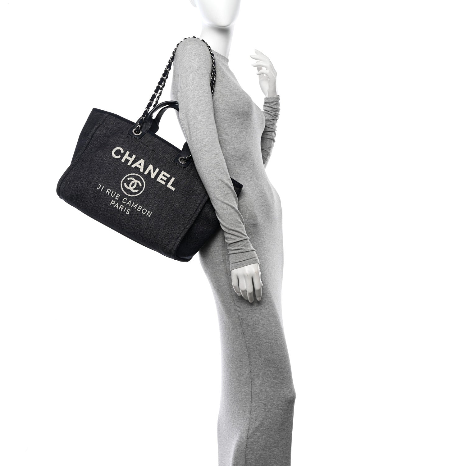 Chanel Denim Medium Deauville Tote Dark Blue 2 of 13