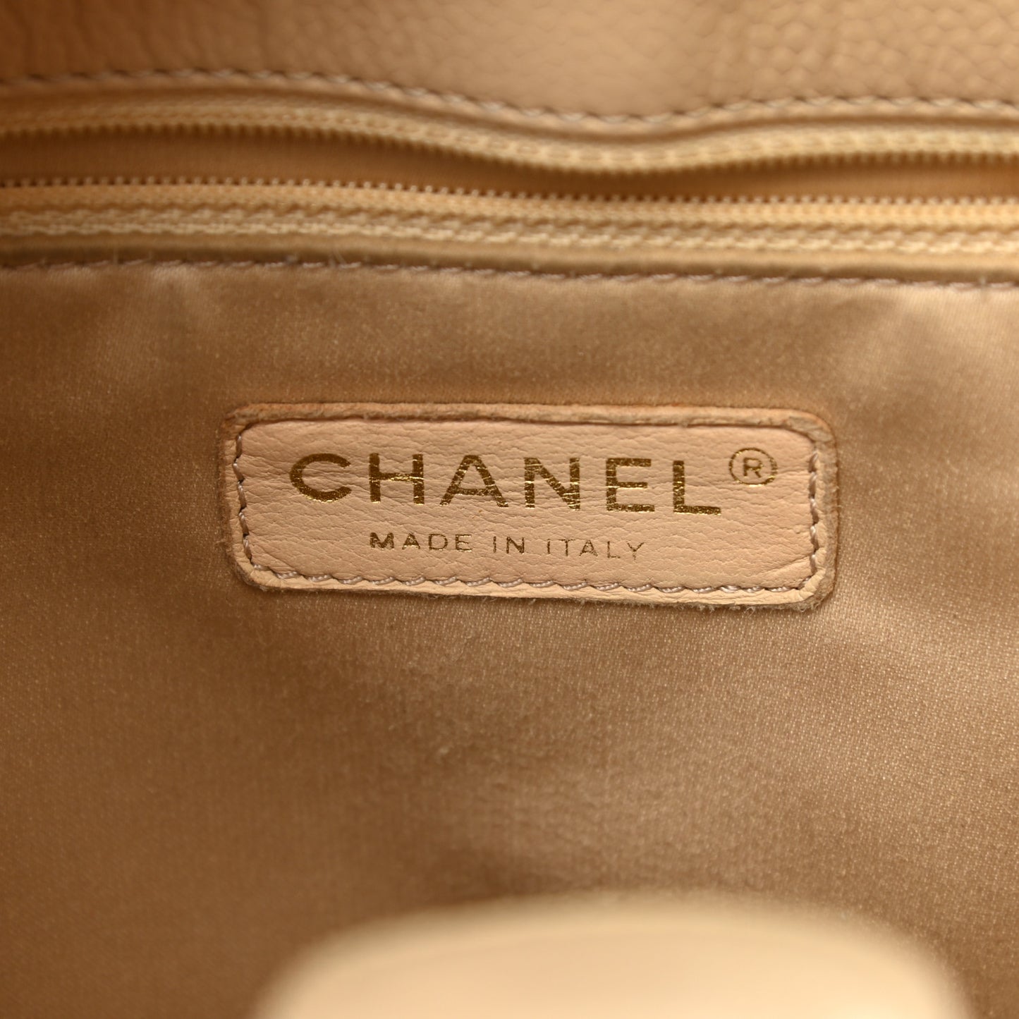 Caviar Quilted Petit Shopping Tote PST Beige
