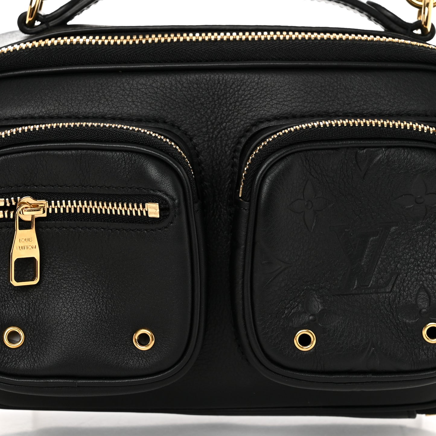 Calfskin Monogram Embossed Utility Crossbody Black