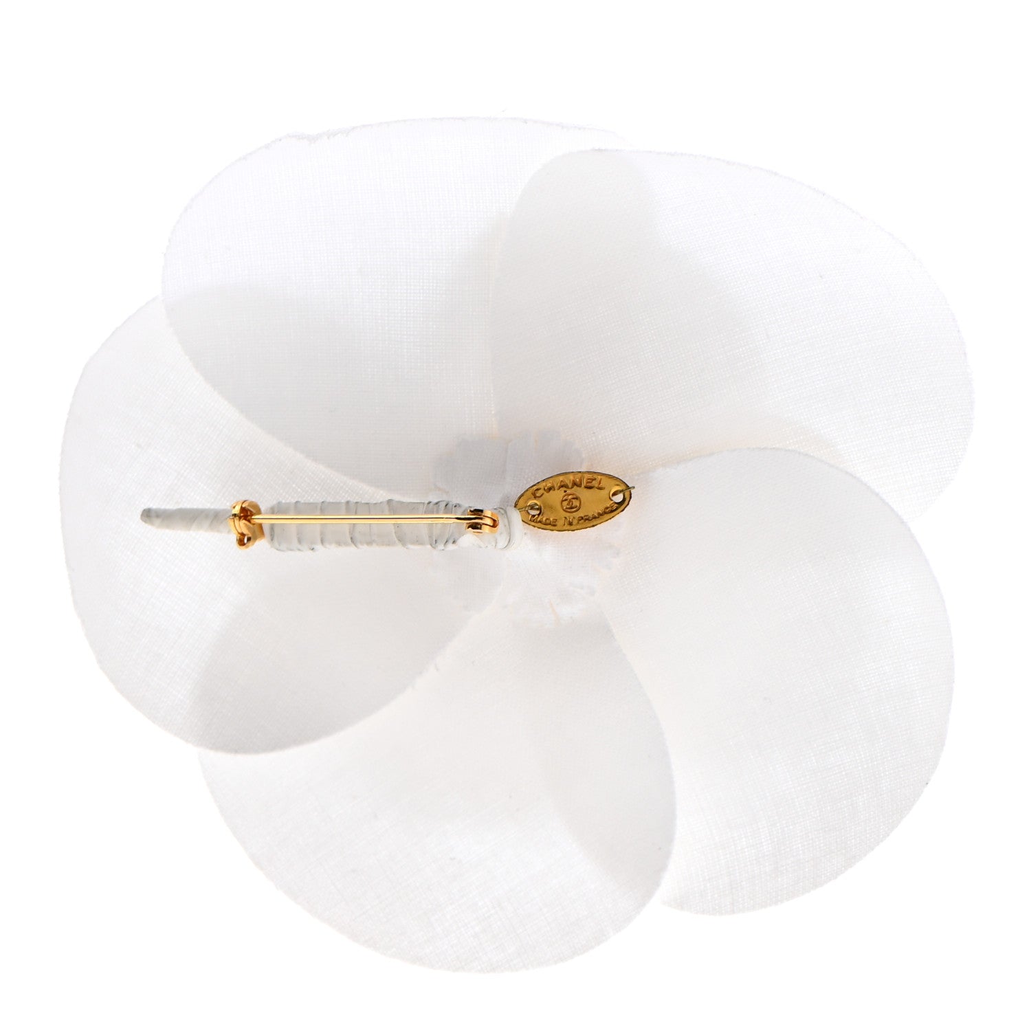 Chanel Linen Camellia Brooch Pin White 3 of 5