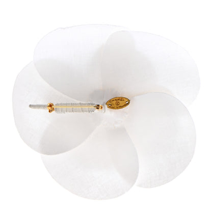 Chanel Linen Camellia Brooch Pin White 3 of 5