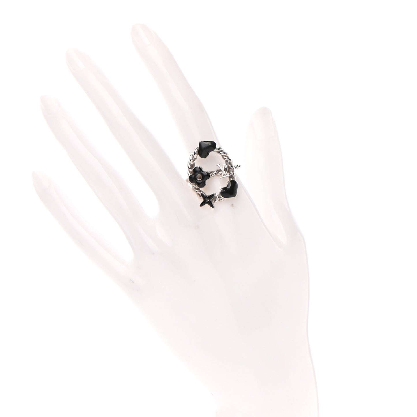 Sweet Monogram Coeurs Ring 7.5 Black
