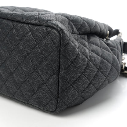 Chanel Caviar Flat Quilted CC Chain Bucket Drawstring Bag Black 7 of 11