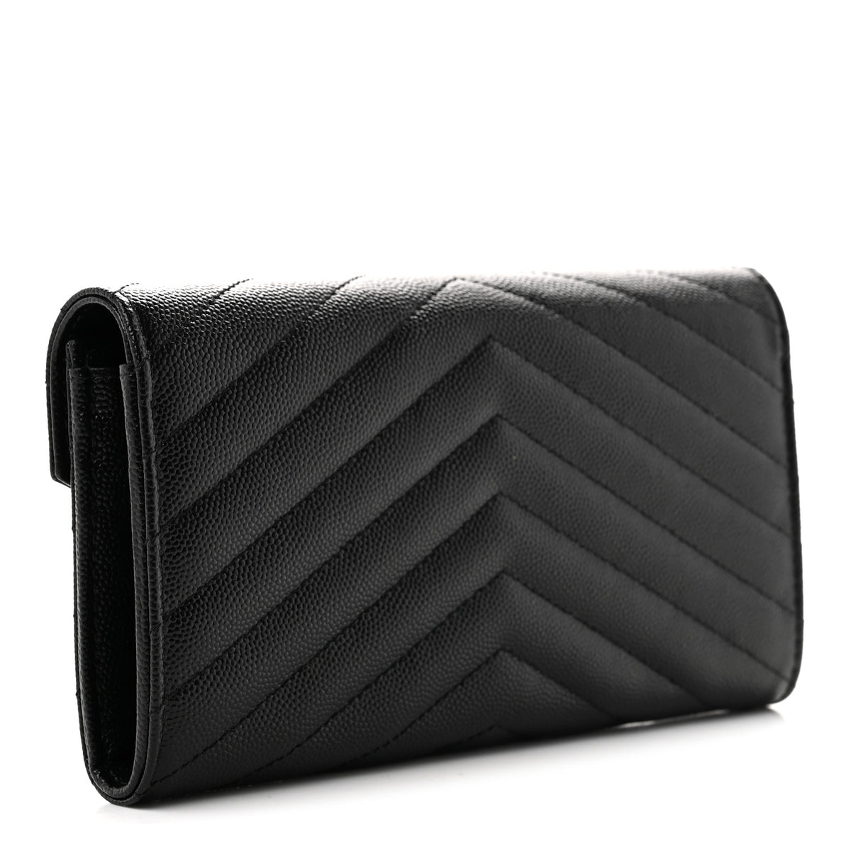 Grain De Poudre Matelasse Chevron Monogram Flap Wallet Black