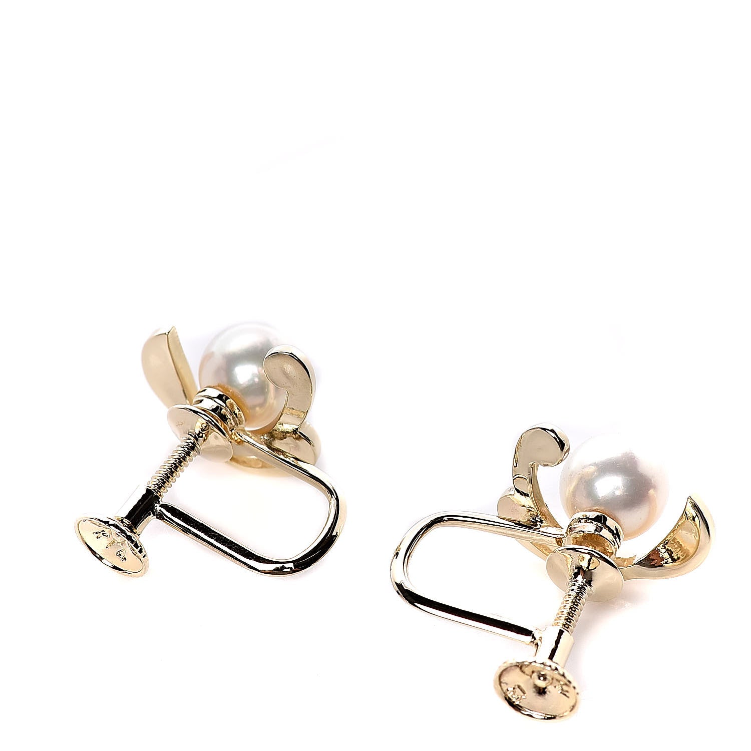 Mikimoto 14K Yellow Gold Akoya Pearl 6mm Screw Back Earrings 3 of 5