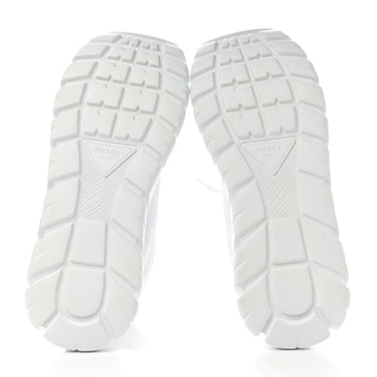 Prada Re-Nylon Gabardine Rubber Triangle Logo Quilted Womens Rush Piuma 50mm Mid Sneakers 39.5 White 5 of 9