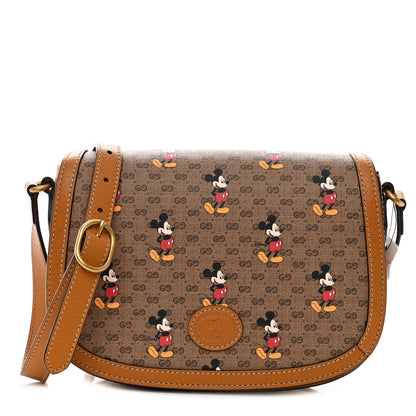 Gucci X DISNEY Mini Vintage GG Supreme Monogram Mickey Mouse Small Flap Messenger Bag Beige Vintage Sun Oil 1 of 10