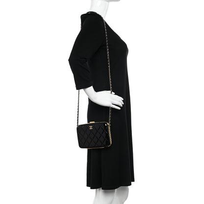 Chanel Glazed Goatskin Quilted Box With Chain Black 2 of 10