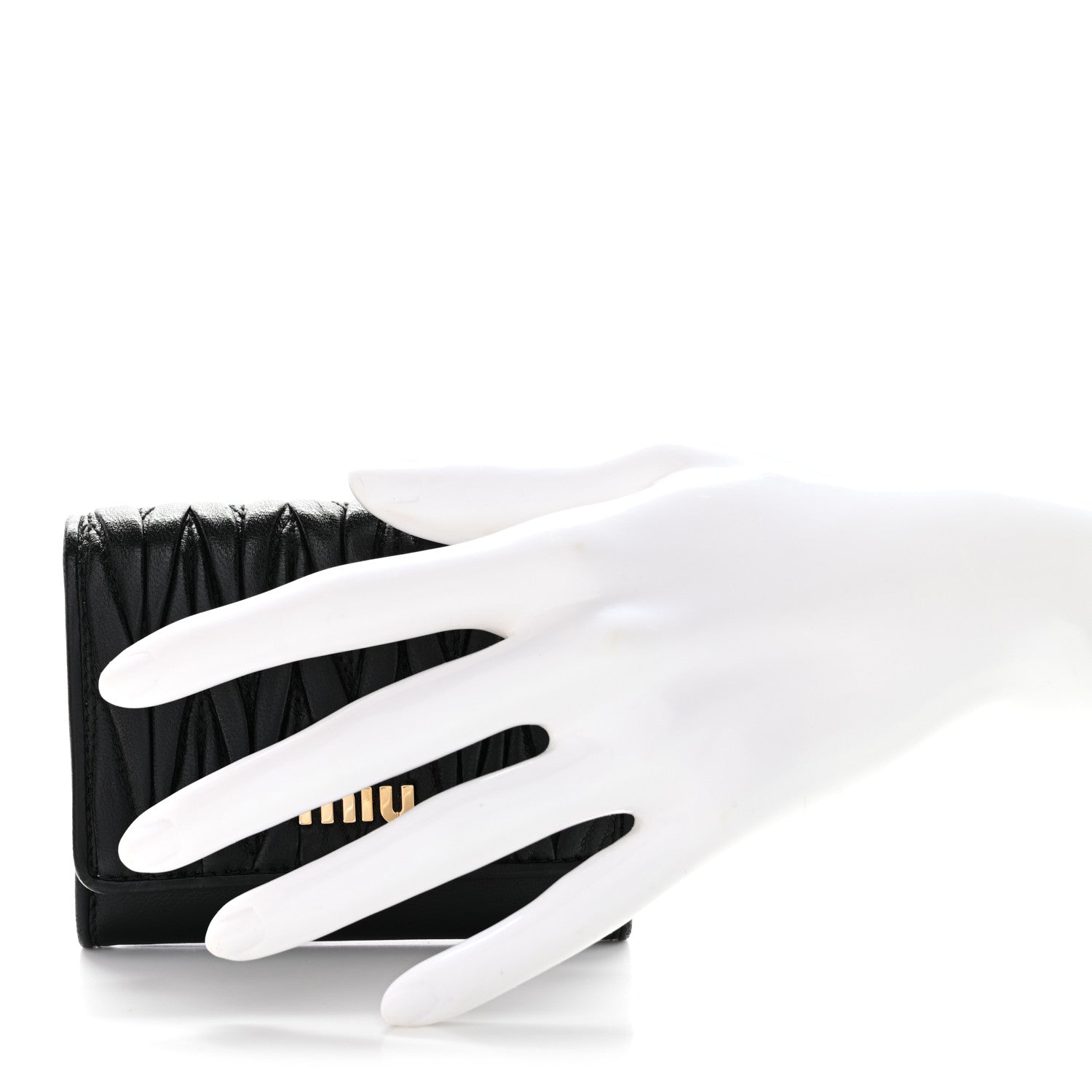 Miu Miu Nappa Matelasse Flap Card Holder Black 2 of 8
