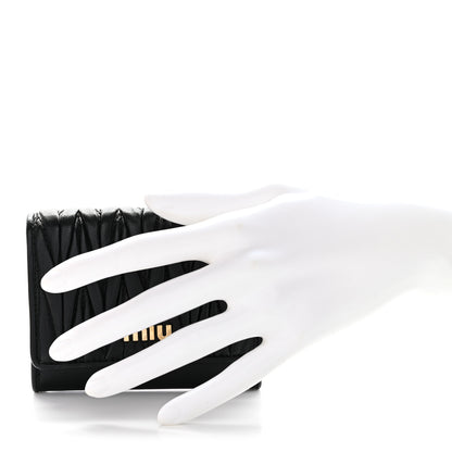 Miu Miu Nappa Matelasse Flap Card Holder Black 2 of 8
