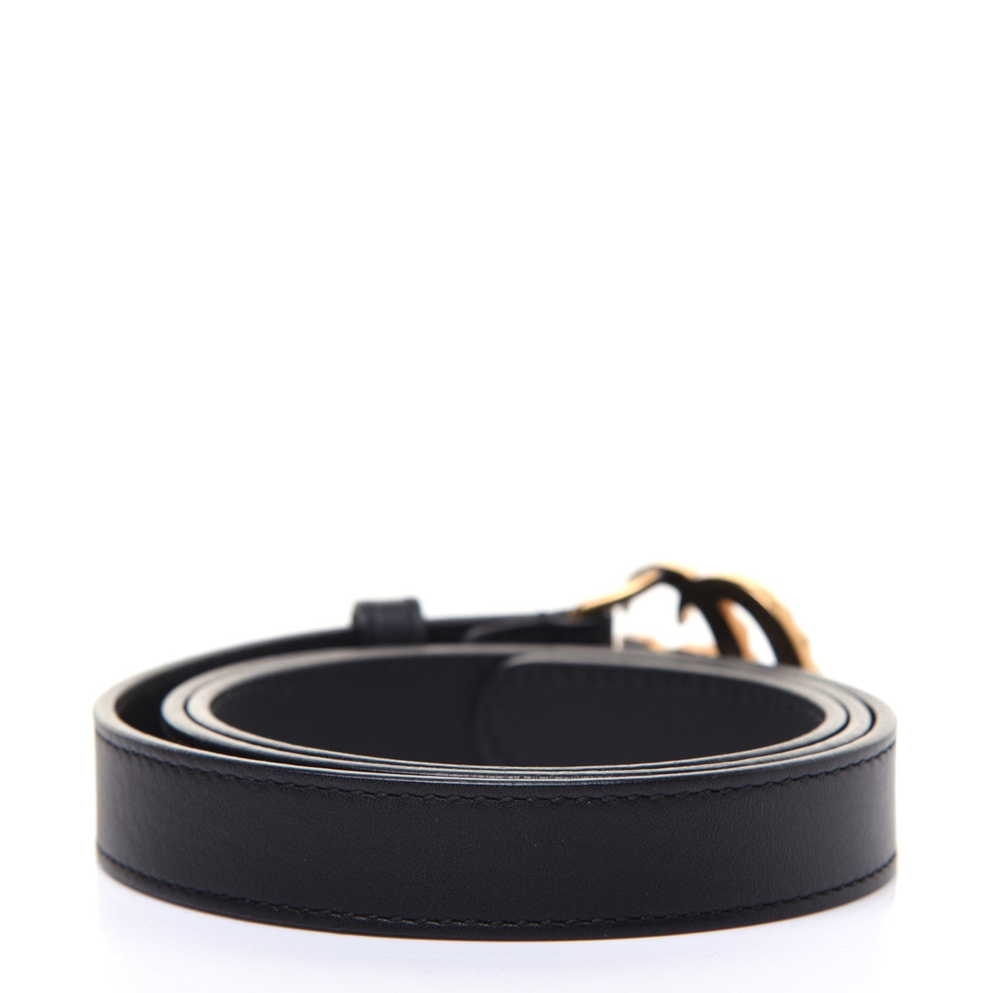 Moon Calfskin Pearl Double G 20mm Belt 80 32 Black Cream